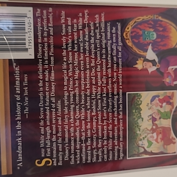 Walt Disney's Masterpiece Snow White and the Seven Dwarfs VHS Video #1524 - Picture 10 of 15